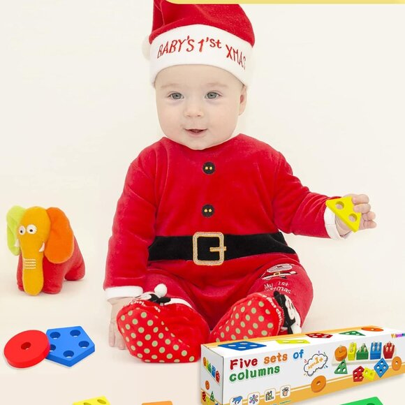 Montessori Wooden Sorting & Stacking Toys - Colorful Sensory Play for Toddlers - Picture 7 of 7